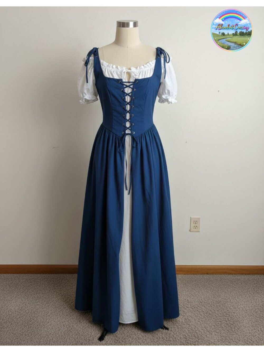 Renaissance Costume Women Medieval Pirate Lace-Up Vest Chemise Dress